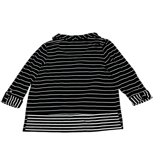 ZENERGY BY CHICO’S Jacket Black White Stripes Open front Ties Size 12 LIKE NEW - Picture 8 of 8